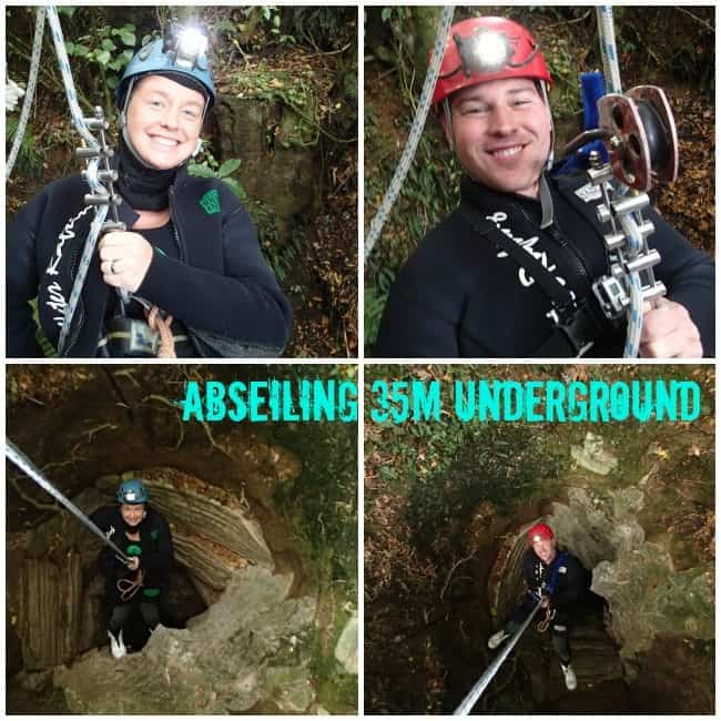 Abseiling into the caves system Waitomo