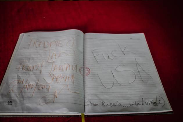 Photo of the guestbook at the Cu Chi Tunnels.... it was lying open to this page.