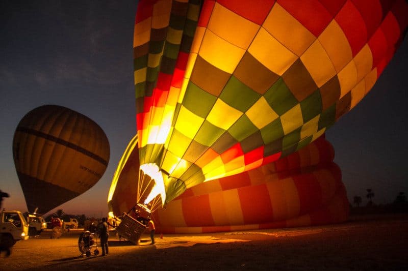 Luxor hot air balloons taking off in Egypt
