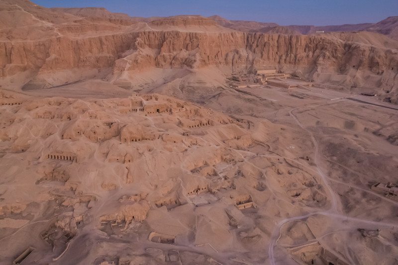 Valley of the Kings from a Luxor hot air balloon in Egypt