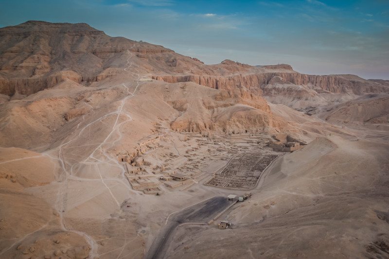 Valley of the Workers from a Luxor hot air balloon in Egypt