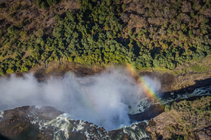 Looking down at Victoria Falls