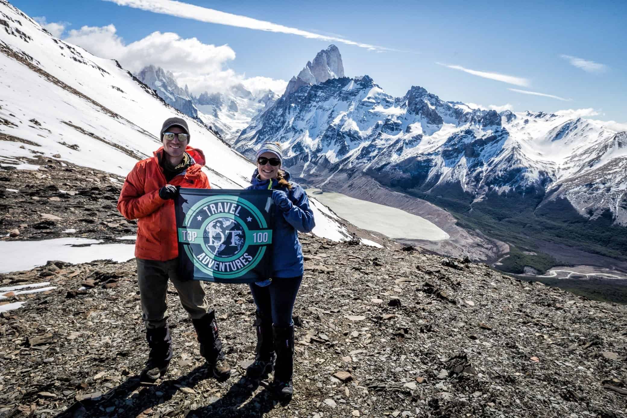 Lina & David Stock hiking in Patagonia