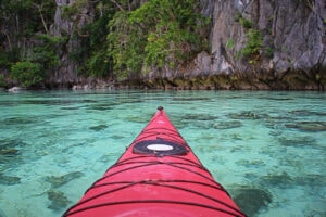 Kayaking near Coron in the Philippines