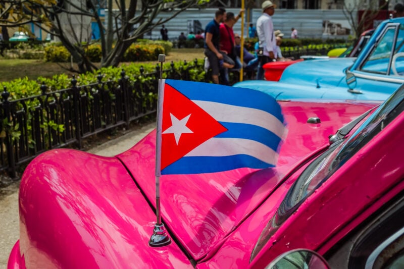 Cuba Flag on Classic Car